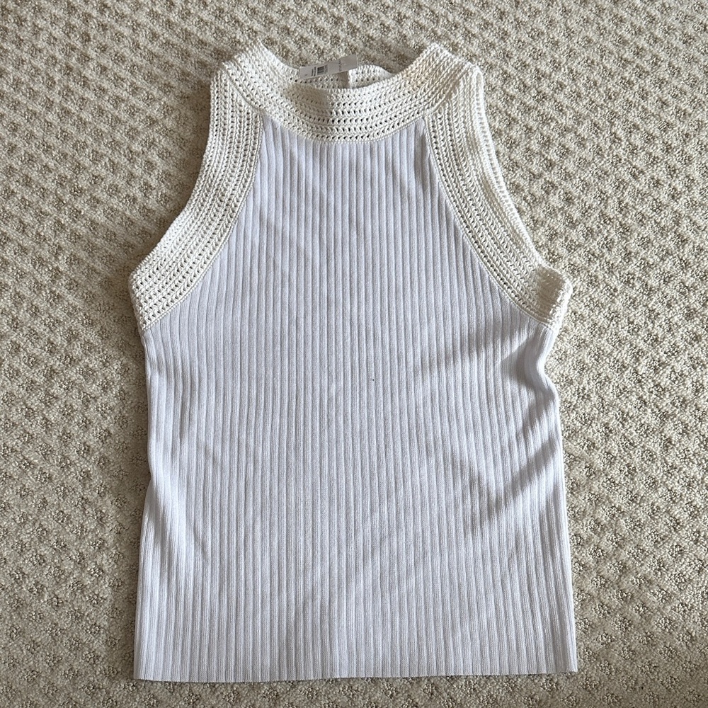 NWT Ann Taylor High Neck 
Crochet Trim Sweater Shell
